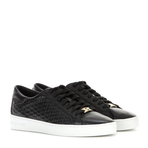 michael kors black leather sneakers with gold|Michael Kors low top sneakers.